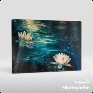 White Water Lily Art Print - Serene Blue & Teal Wall Art